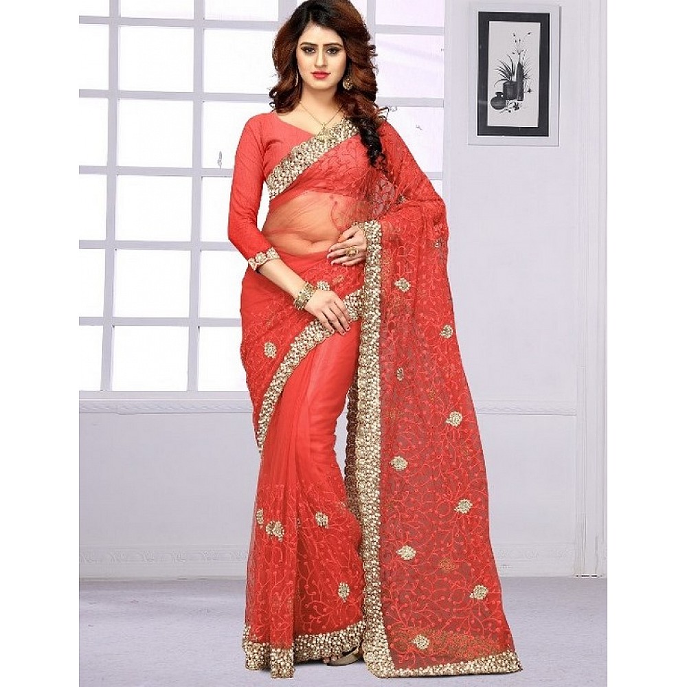 Mono net heavy embroidered wedding sarees