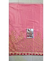 Peach mono net heavy embroidered wedding saree