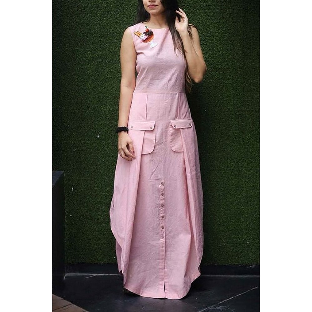 Pink cotton designer kurti