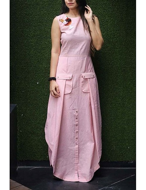 Pink cotton designer kurti
