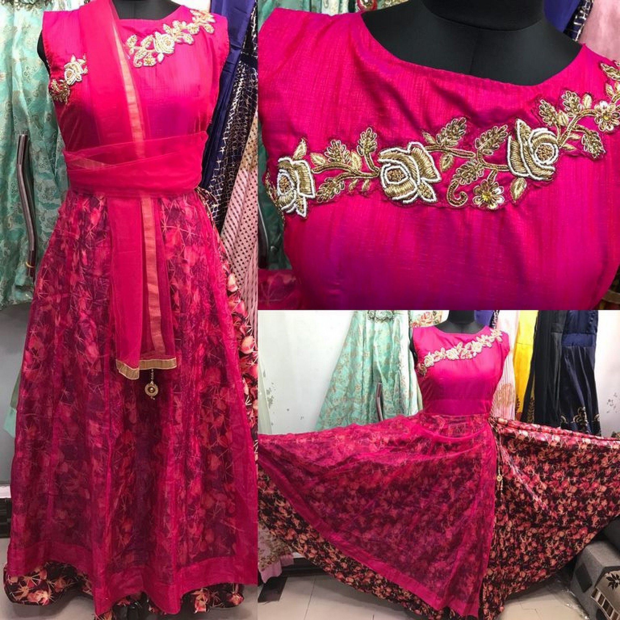 Anarkali Suits : pink organza and malbari silk hand worked ...