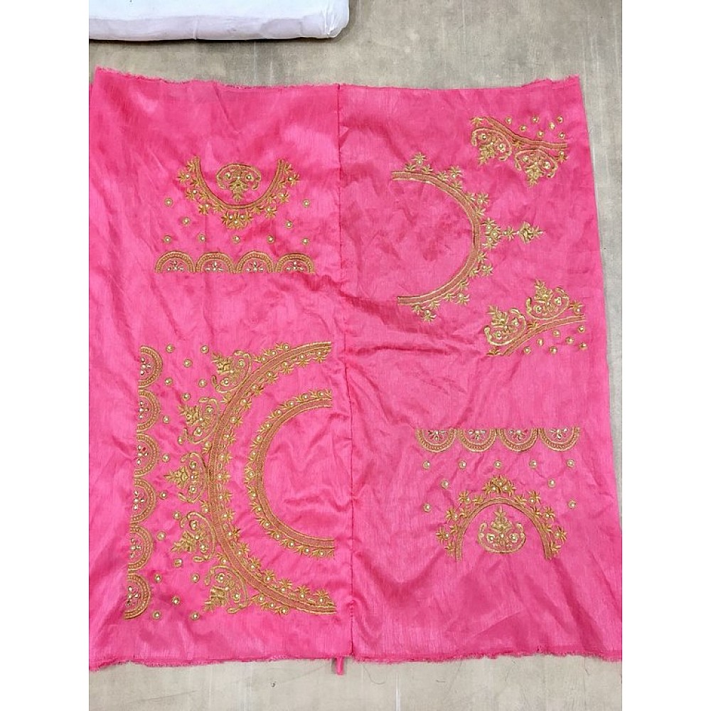 pink paper silk embroidered designer wedding saree