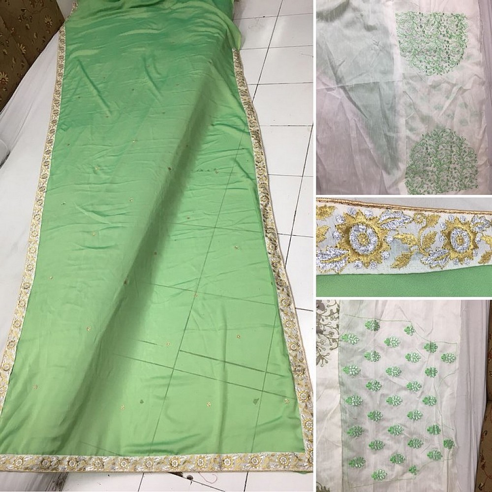 Pista green rangoli silk wedding saree