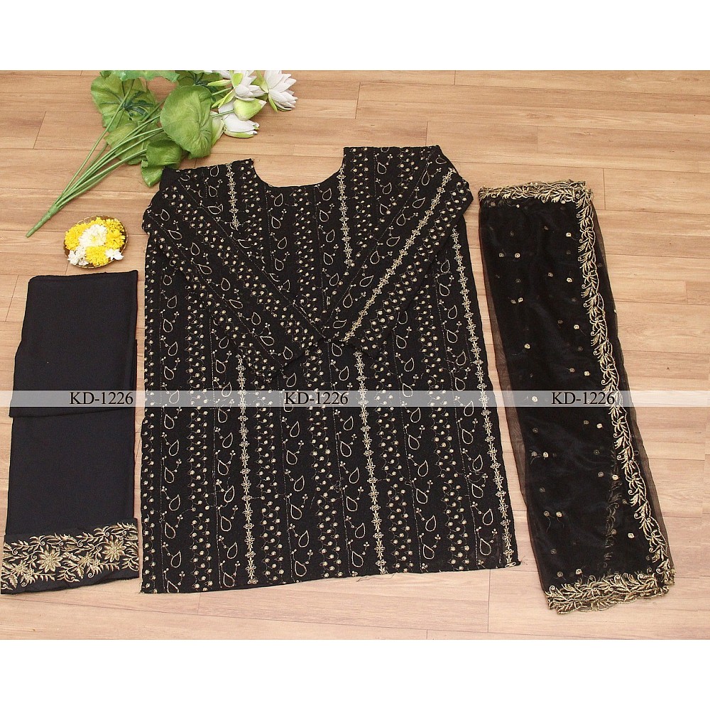 Black georgette heavy embroidered salwar suit