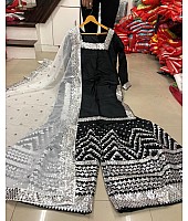 Black georgette heavy embroidered sharara salwar suit