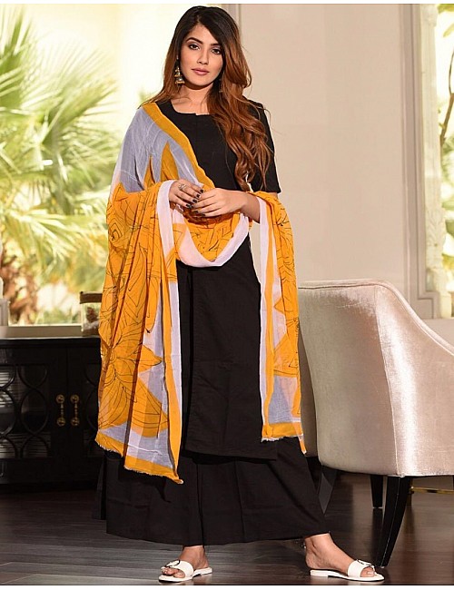 Black rayon skirt kurti with dupatta