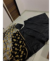 Black tapeta silk lehenga with embroidery dupatta