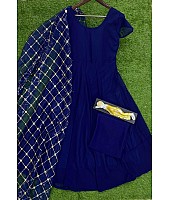 Blue georgette anarkali suit with sequence work dupatta