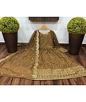Brown embroidered anarkali suit