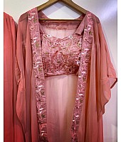 Dusty rose indowestern plazzo suit with shrug