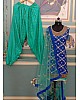 Green and blue poly rayon patiala suit