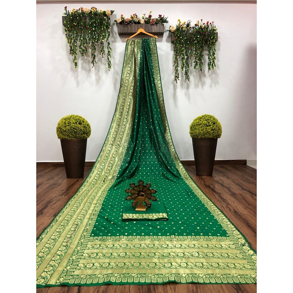 Green banarasi silk jacquard designer saree
