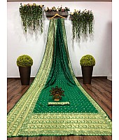 Green banarasi silk jacquard designer saree