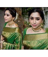Green banarasi silk jacquard work saree