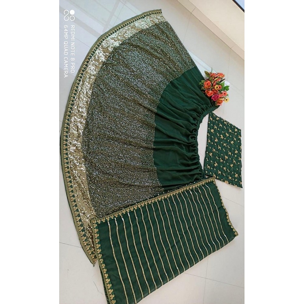 Green georgette embroidered wedding lehenga choli