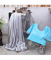 Grey heavy organza silk saree