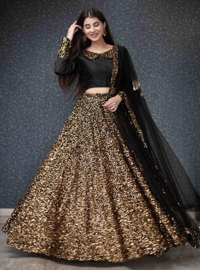 Heavy Golden Lehenga Choli for Indian Bridal Wear – Nameera by Farooq