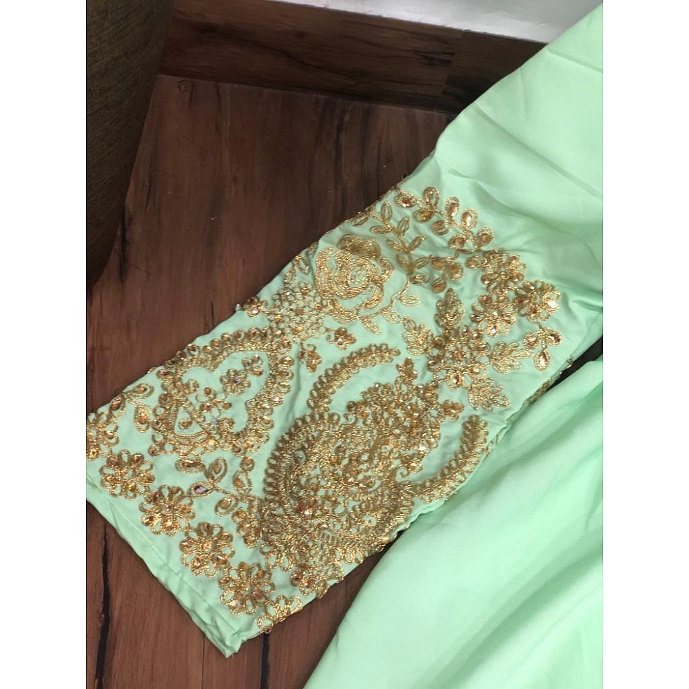 Pista green american silk long kurti