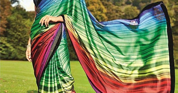 Saree : Rainbow ultra satin digital printed saree