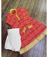 Red and white asam silk dhoti suit