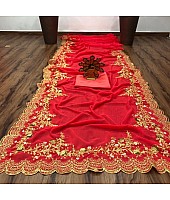 Red heavy embroidered wedding saree