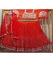 Red soft net sequence work wedding lehenga choli