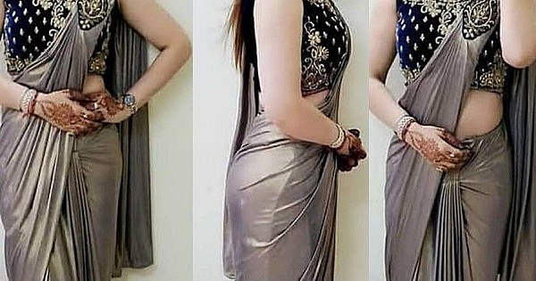 Party Wear Sarees : Shiny grey lycra silk partywear saree