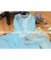 Sky blue embroidery work cotton suit