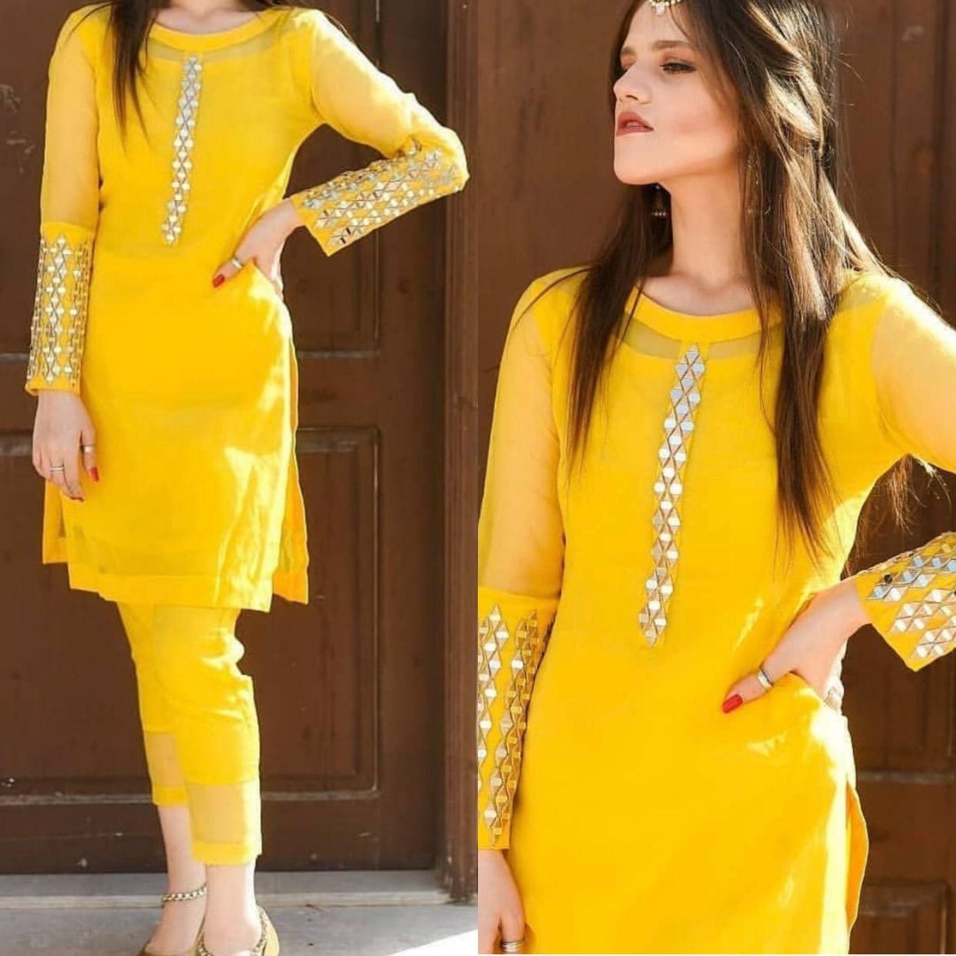 Latest 50 Designs of Mirror Work Kurtis for Women (2022) - Tips and Beauty