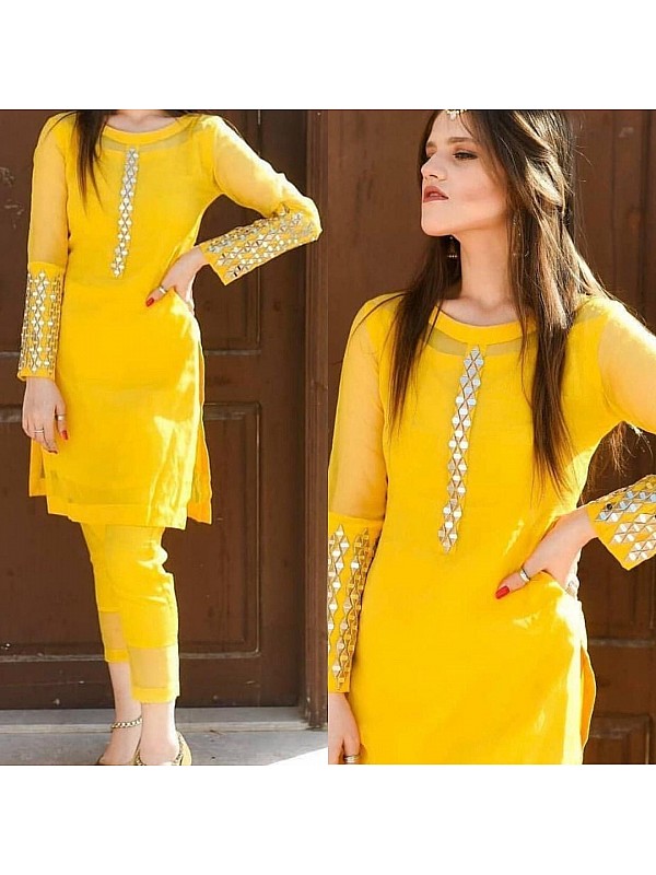 Buy Yellow Formal Casual wear Indian Ladies Multifabric Kurti Kurta Girls  Office Look 8305 at Amazonin