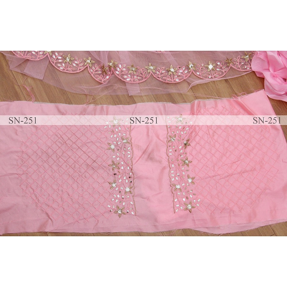 Baby pink butter fly mono net satin silk sequence ceremonial lehenga choli