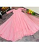 Baby pink finlon silk full stitching work party wear long gown 