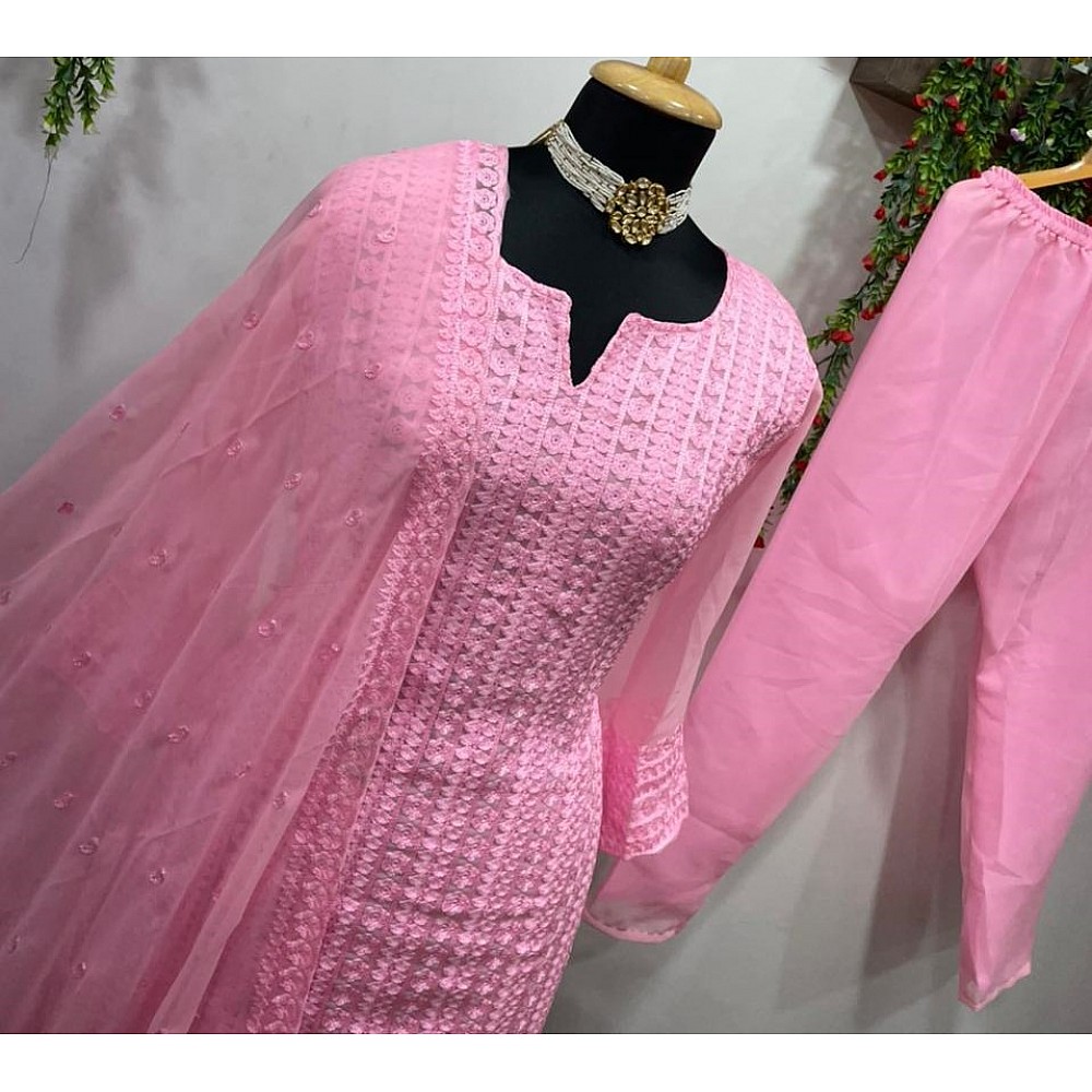 Baby pink georgette chine stich salwar suit