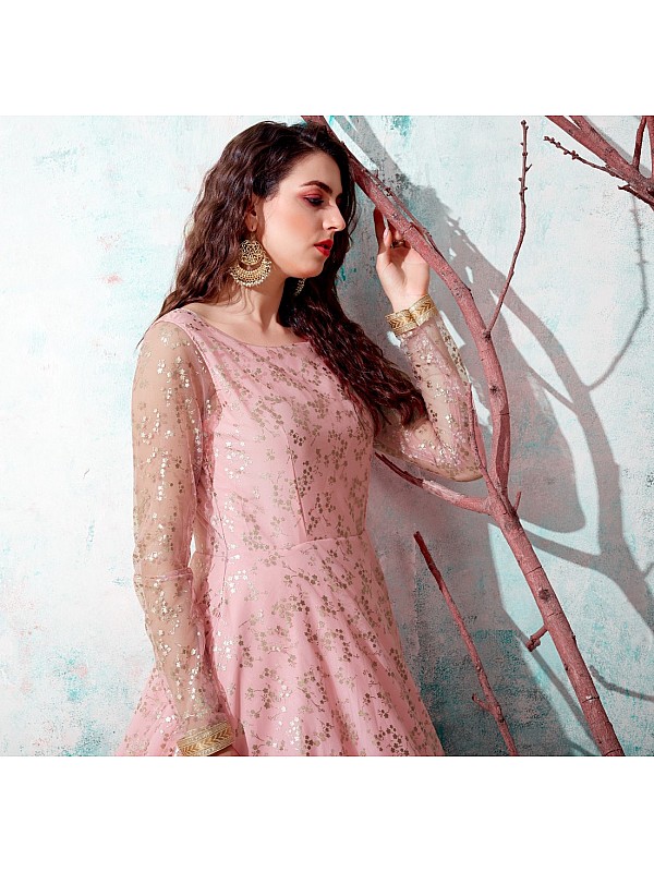 IndiaSeller Fashion Pink Color Net Gown  Amazonin कपड और एकससरज