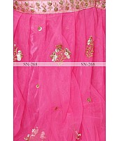 Baby pink nylon mono net embroidered lehenga choli