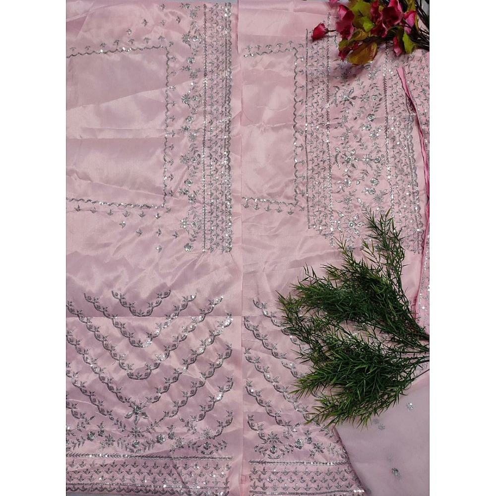 Baby pink soft net sequence embroidered ceremonial lehenga choli
