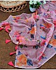 Baby pink soft organza silk floral printed work saree