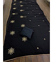 Black georgette embroidery work partywear saree