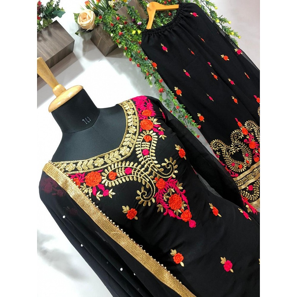 Black georgette embroidery worked salwar suit