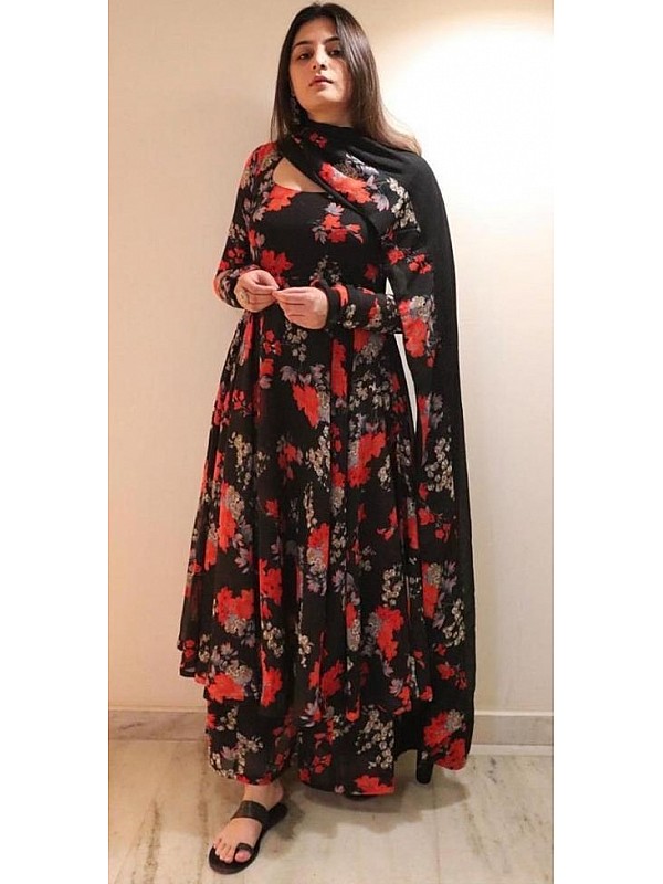 WomenS Eco Friendly Eye Catching Design Cotton Anarkali Sleevesless Black Printed  Frock Suit Decoration Material Cloths at Best Price in Murshidabad   Aradhana Readymade