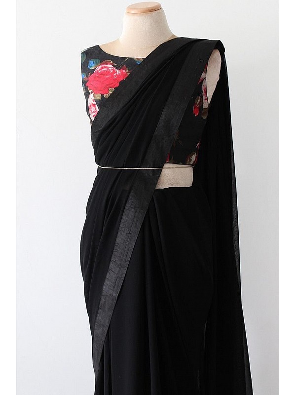 BOLLYWOOD DESIGN HEVY BLACK SAREE WITH HOTFIX LACE AND RICH VELVET BLOUSE-sgquangbinhtourist.com.vn