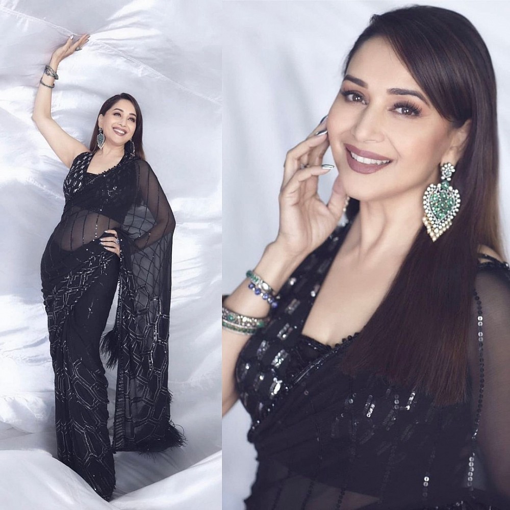 Black georgette sequence work bollywood saree