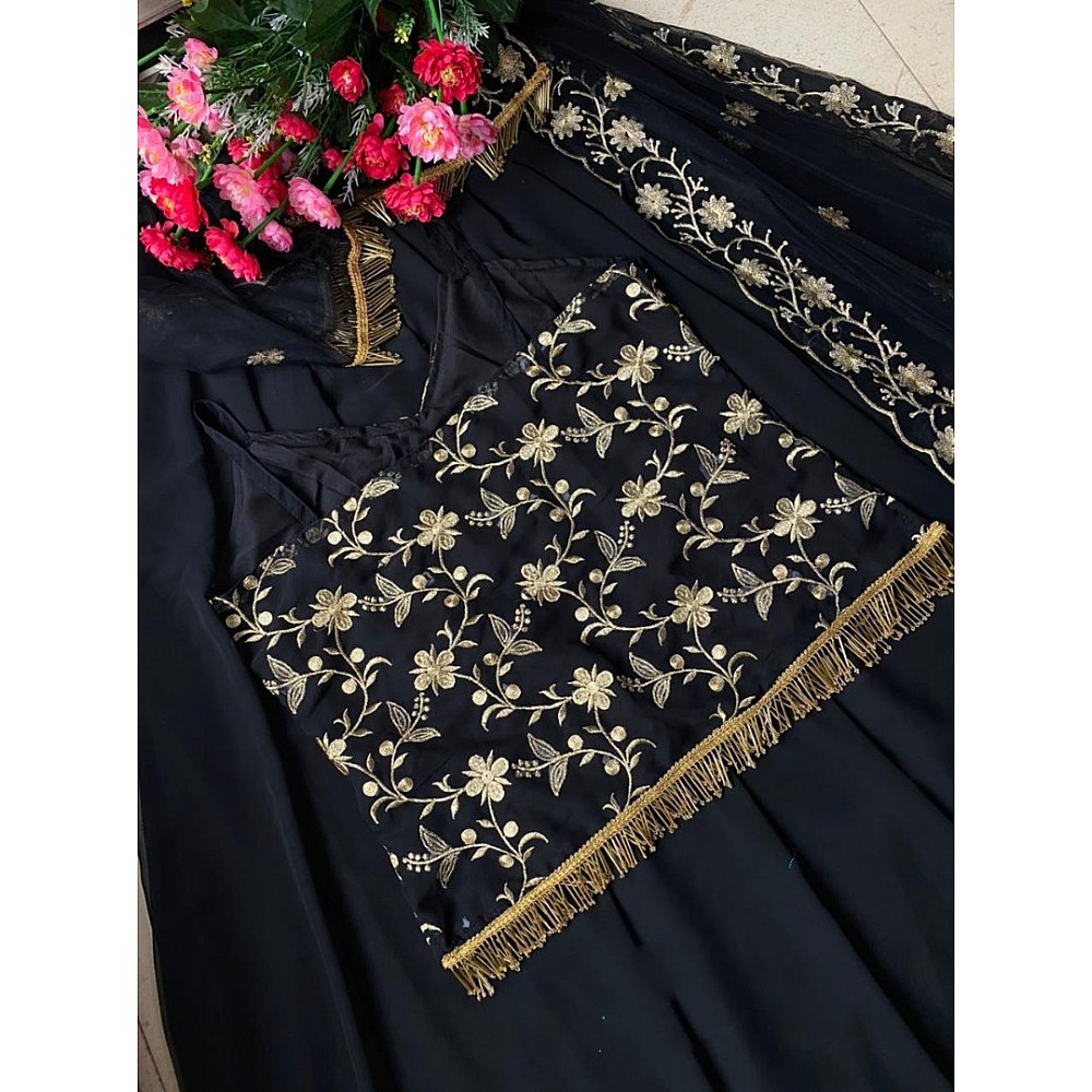 Black heavy georgette fully embroidered handwork lehenga choli