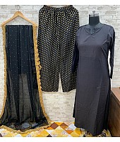 Black heavy rayon golden zari weaving work plazzo suit