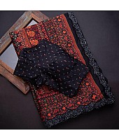Black silk digital printed saree