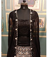 Black taffeta silk heavy embroidered lehenga choli