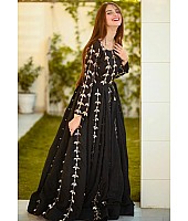 Black tapeta embroidered paper mirror work gown
