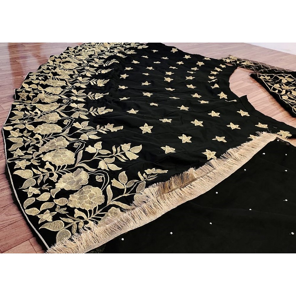 Black tapeta silk heavy embroidered work lehenga choli