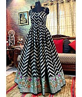 Black tapeta silk printed gown
