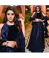 Blue georgette fully sequence work party wear lehenga choli